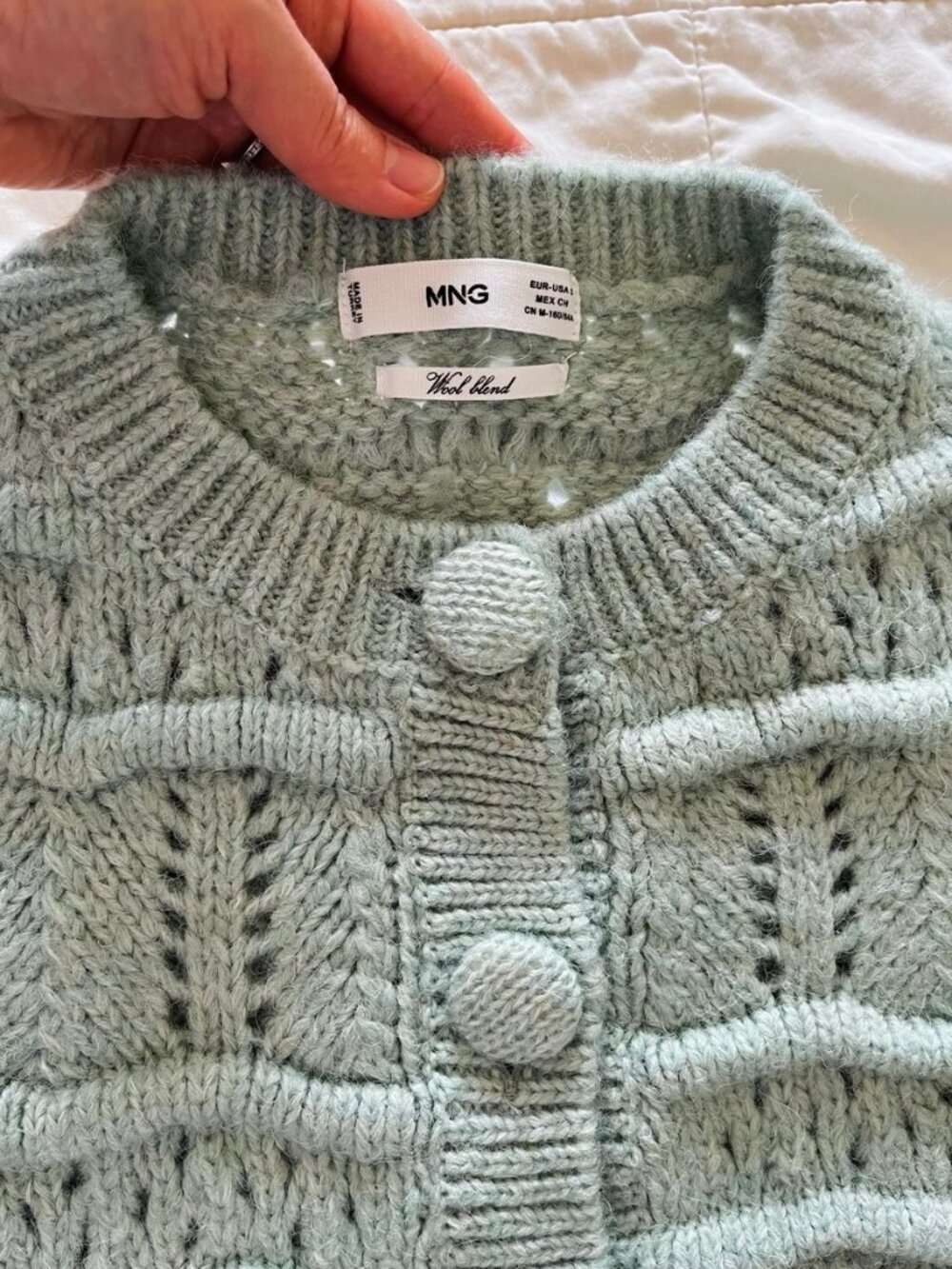 Mango Beautiful Mint Wool Blend Cropped Cardigan - Picture 9 of 12